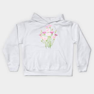 pink carnation flowers watercolor Kids Hoodie